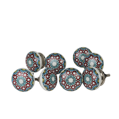 Blue Kaleidoscope Handpainted Ceramic Door Knobs