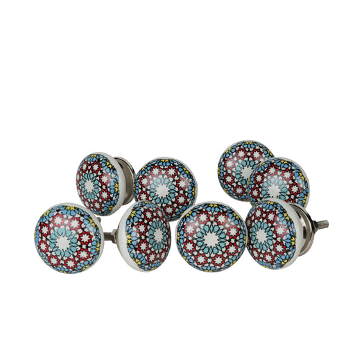 Blue Kaleidoscope Handpainted Ceramic Door Knobs