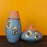 ‘Madhubani Fishes’ Terracotta Vase In Steel Grey Color, Set of 2