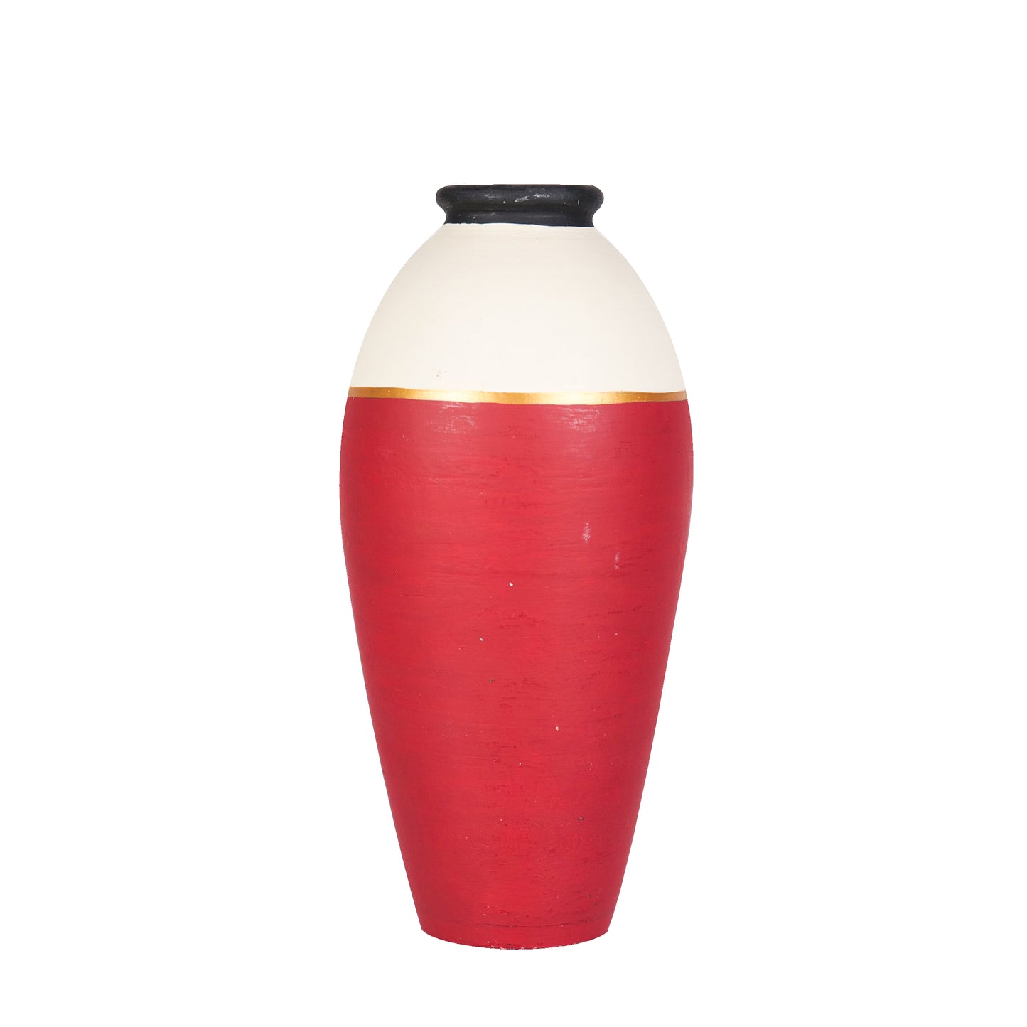 'Modern Vibes' Handpainted Terracotta Vase In Maroon Color, 10 Inch