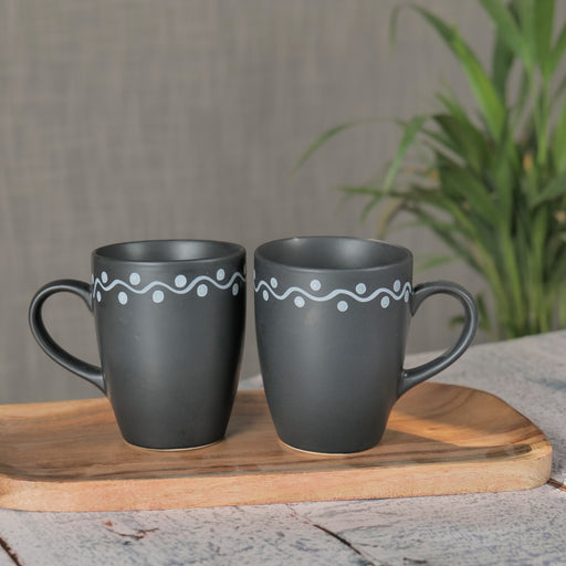 "Mottled Mug" Ceramic Coffee Mug in Black Color Set Of 2 - artystagallery
