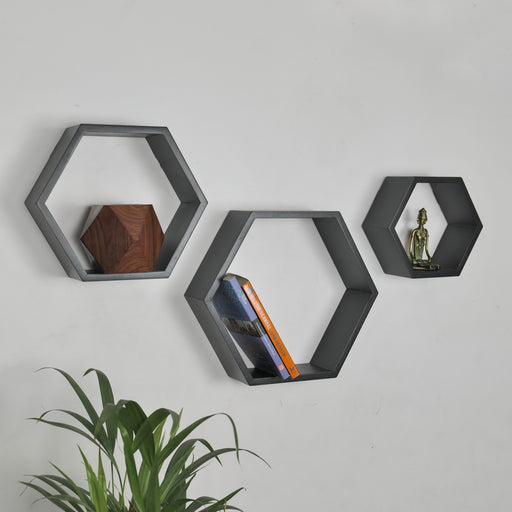 Hexagon MDF Decorative Wall Shelves, Set of 3 - artystagallery