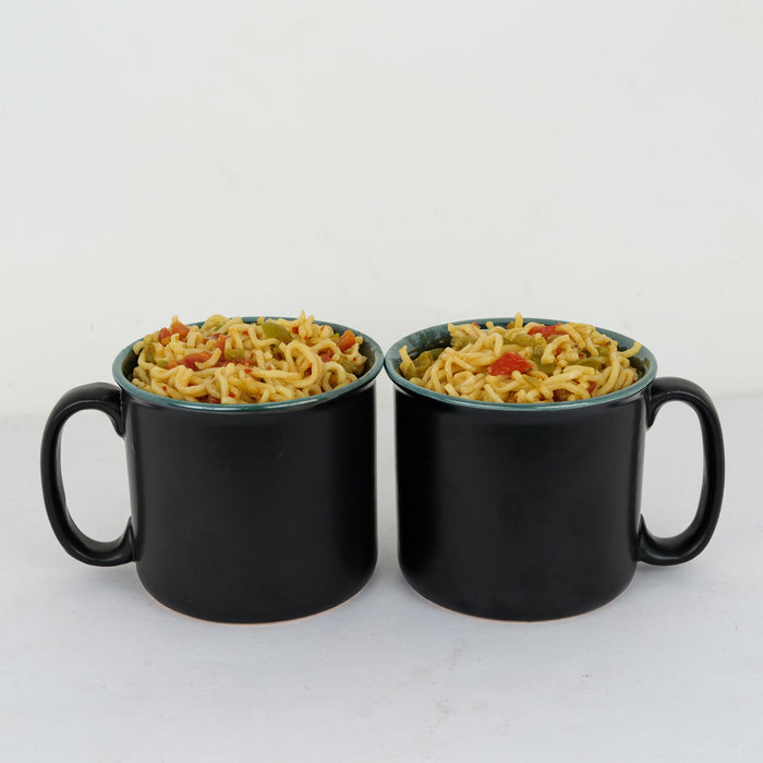 'Matte Black' Ceramic Maggi Mugs (Set of 2) - artystagallery