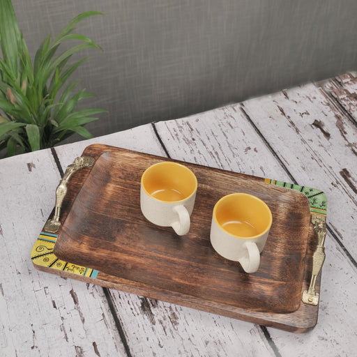 Rectangle Wooden Tray with Antique Touch/Serving Tray/Decorative Antique Tray - artystagallery
