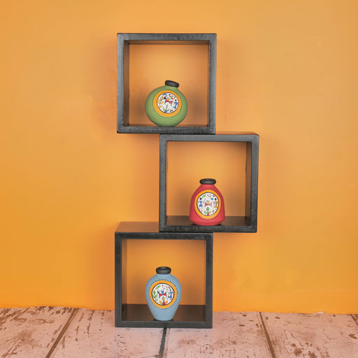 'Art of Life' Wall Shelves With Decorative Pots In Multi Color - artystagallery