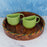 "Circular Planks" Handpainted Sheesham Round Wooden Trays - artystagallery