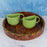 Leaf Border Hand-painted Wooden Circular Tray - artystagallery