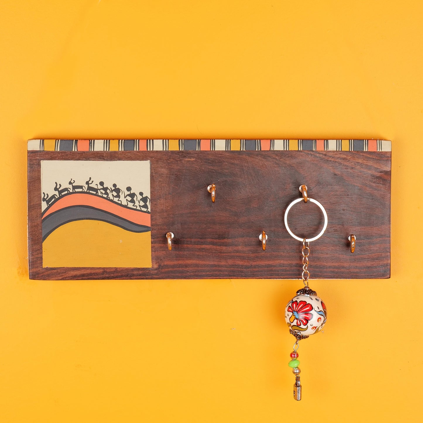 'Warli' Handcrafted Wooden Key Holder For Home Décor