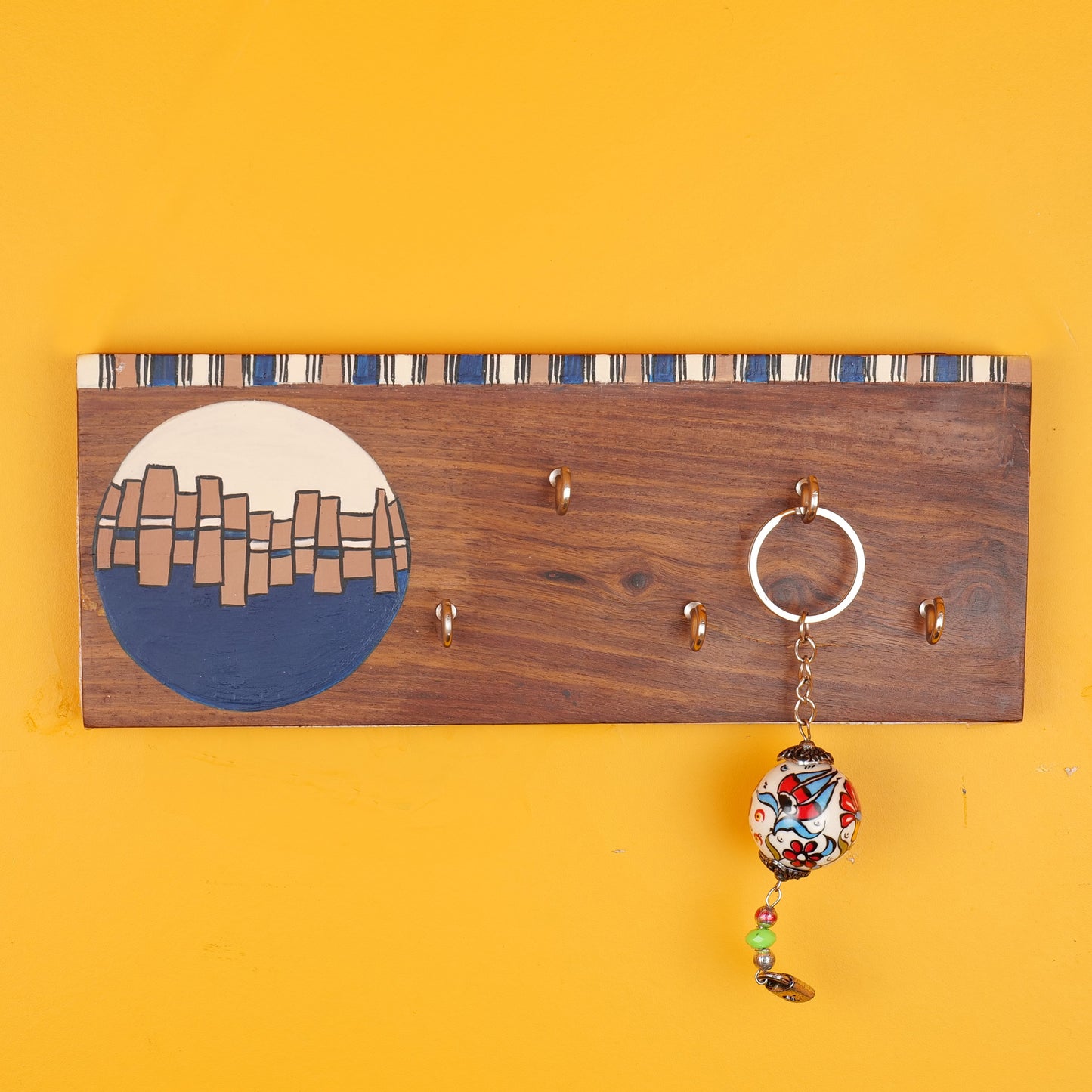 'Abstract Art' Handcrafted Wooden Decorative Key Holder