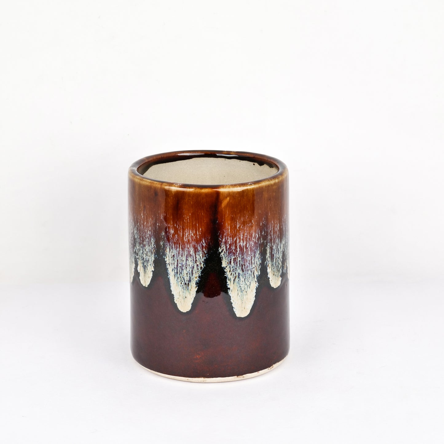 'Chocolate Honey Drips' Studio Pottery Ceramic Planter - artystagallery