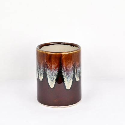 'Chocolate Honey Drips' Studio Pottery Ceramic Planter - artystagallery
