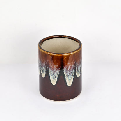 'Chocolate Honey Drips' Studio Pottery Ceramic Planter - artystagallery