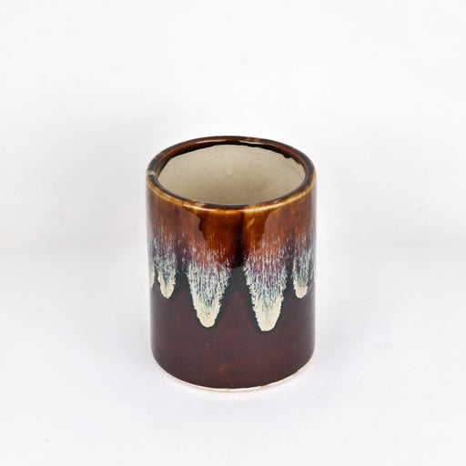 'Chocolate Honey Drips' Studio Pottery Ceramic Planter - artystagallery