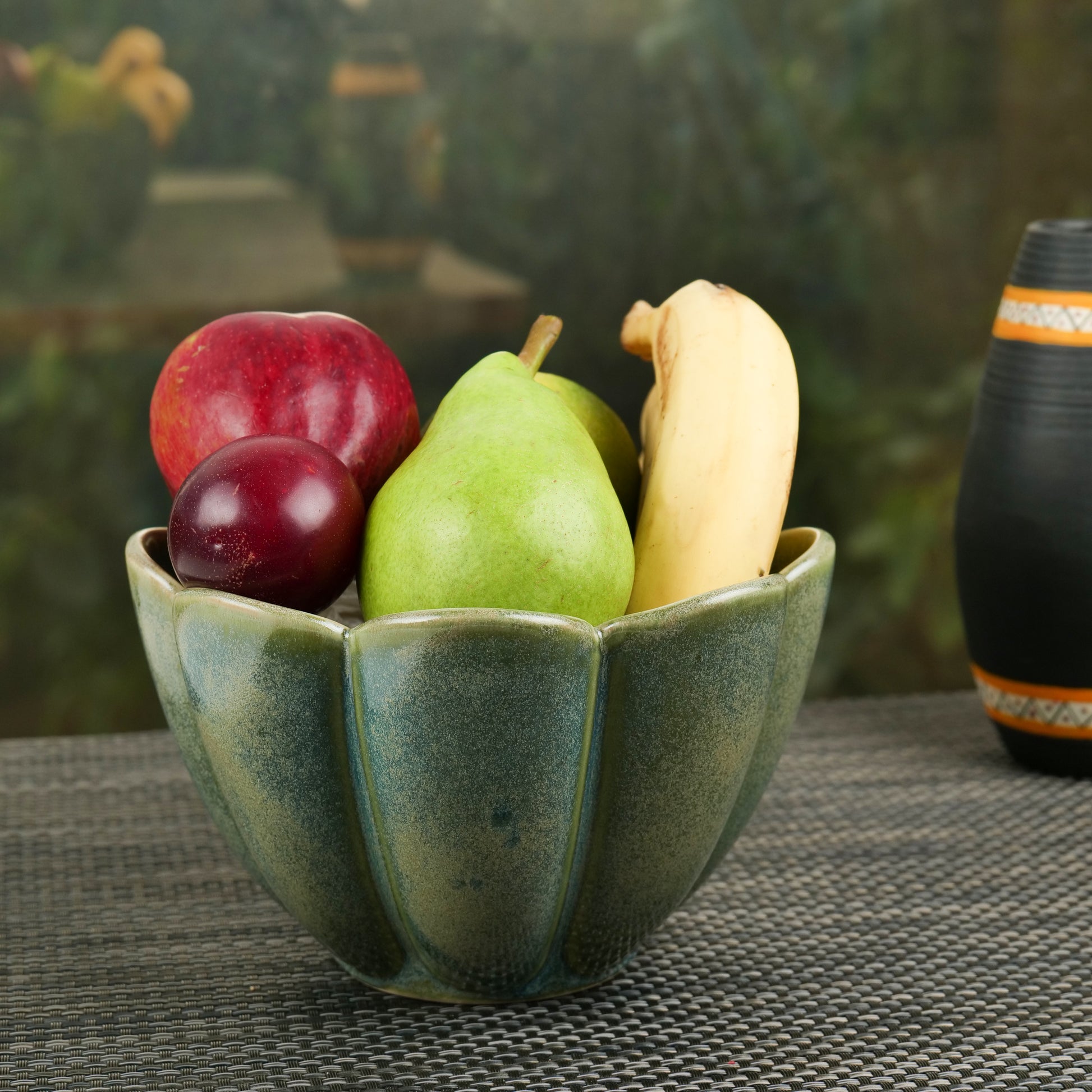 'Flowered Olive' Studio Pottery Ceramic Fruit & Salad Bowl - artystagallery
