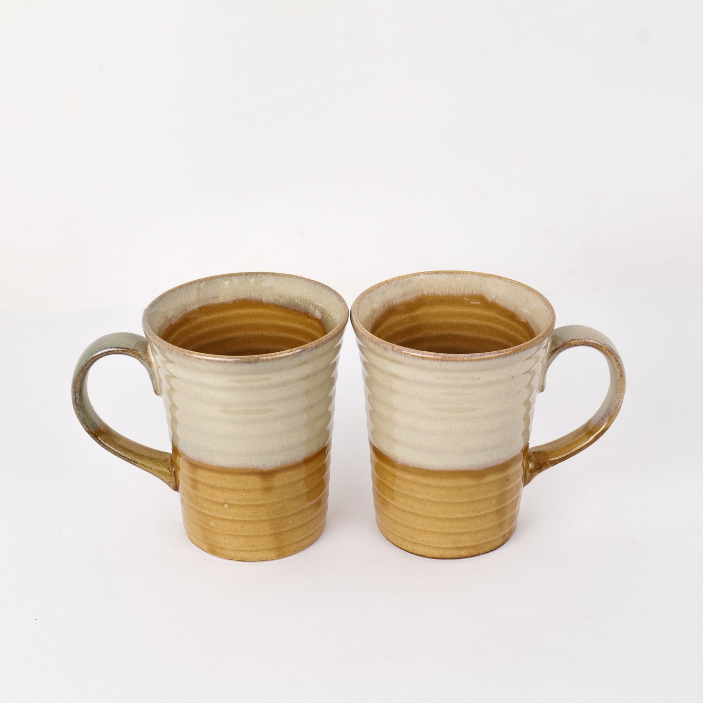 'Ridged' Studio Pottery Ceramic Coffee Mugs (Set of 2) - artystagallery