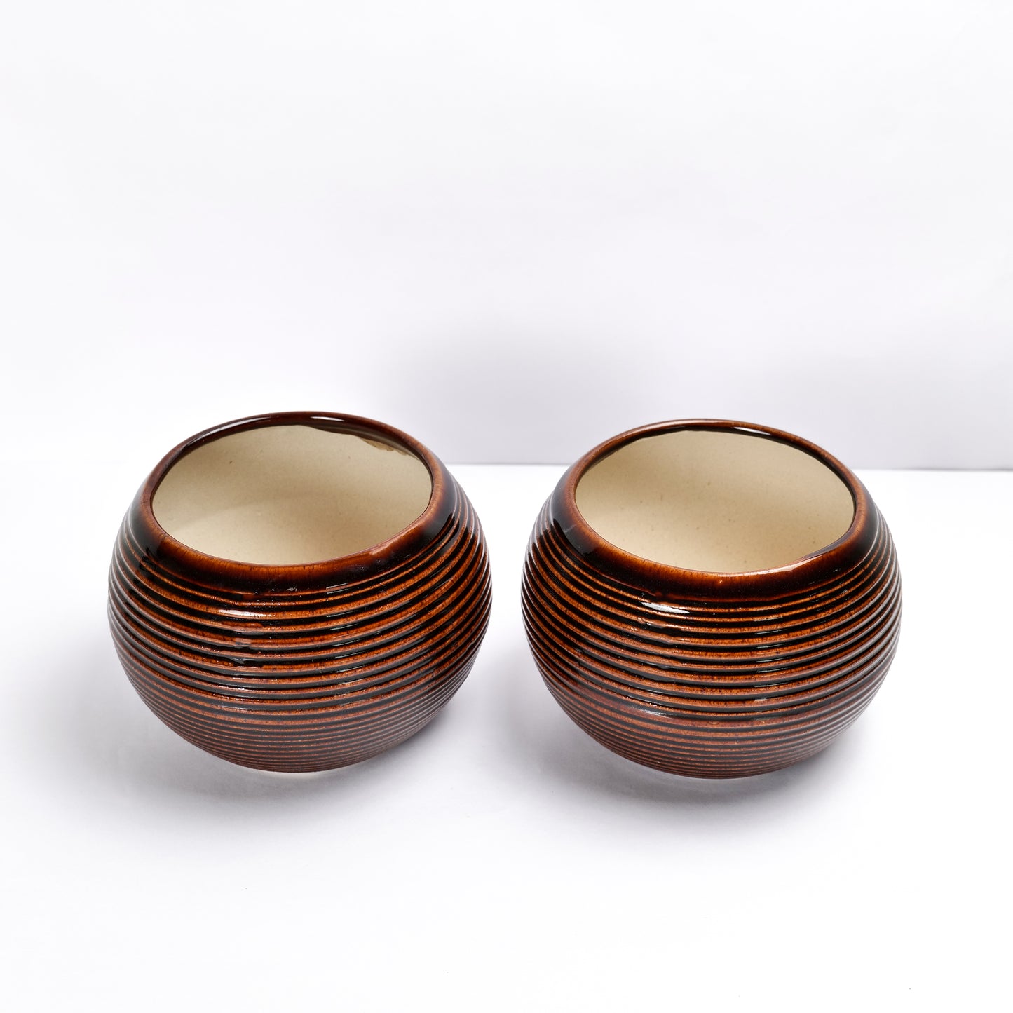 'Cinnamon Ridged' Ceramic Studio Pottery Planter Pot - artystagallery