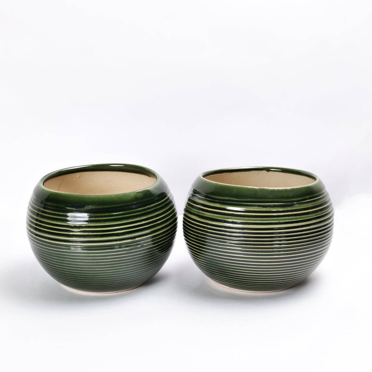 'Olive Ridged' Hand Glazed Ceramic Studio Pottery Planter - artystagallery