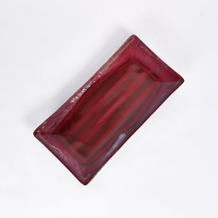'Crimson Long' Studio Pottery Ceramic Serving Platter, 10.9 Inch