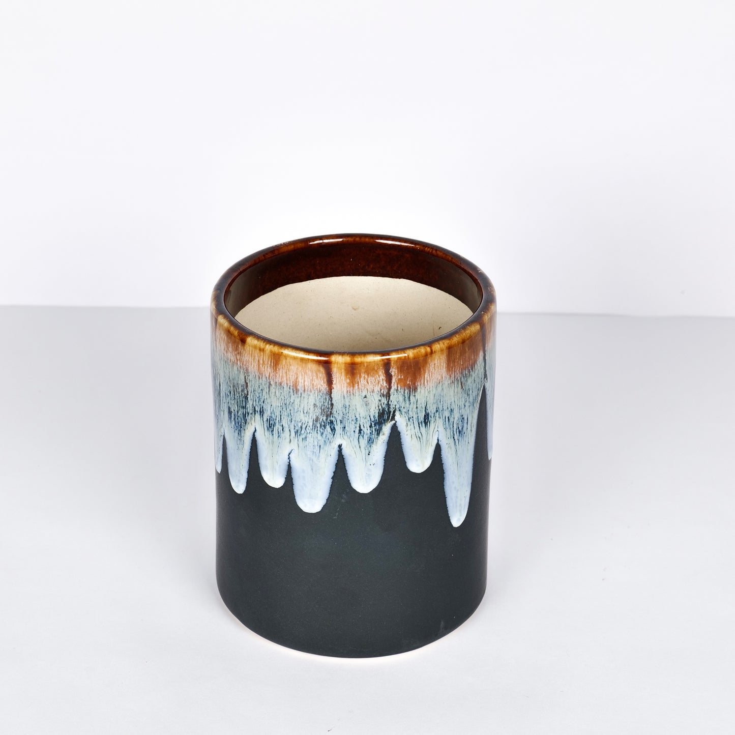 'Smokey Honey Drips' Hand Glazed Ceramic Studio Pottery Planter - artystagallery