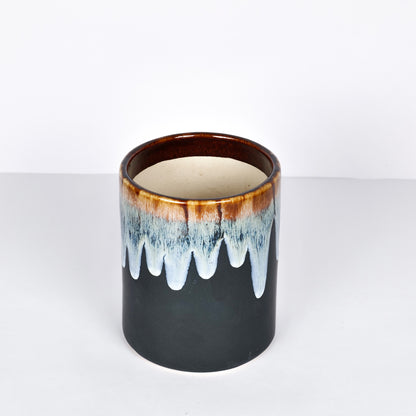 'Smokey Honey Drips' Hand Glazed Ceramic Studio Pottery Planter - artystagallery