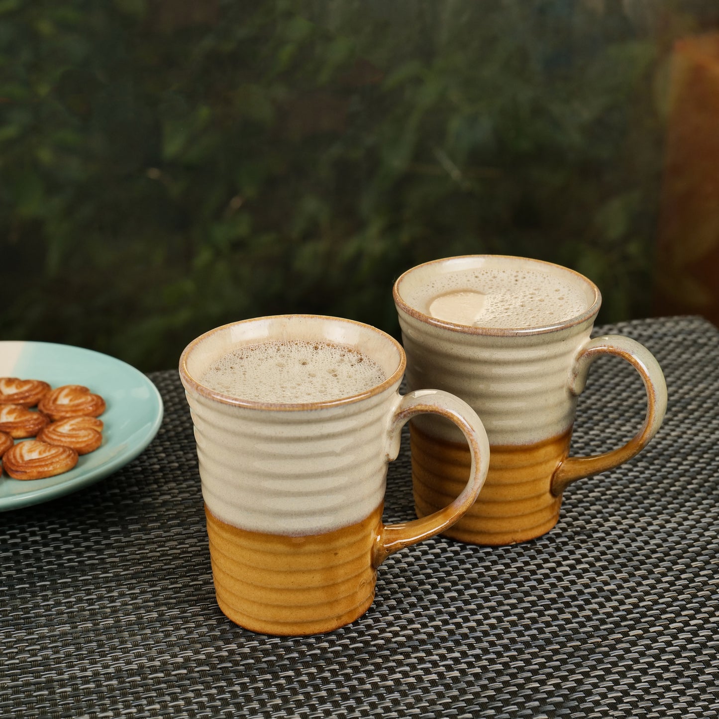 'Ridged' Studio Pottery Ceramic Coffee Mugs (Set of 2) - artystagallery
