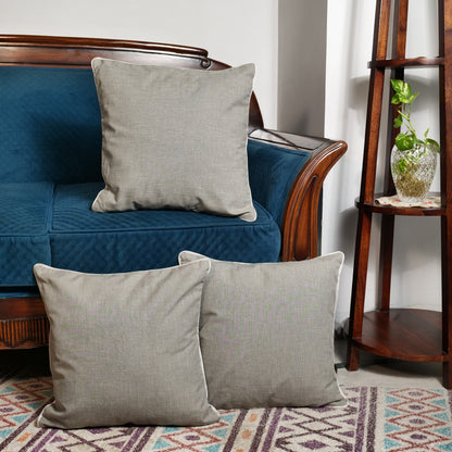 'Grey Snugs' Solid Linen Cushion Cover Piping (16 x 16 Inch)