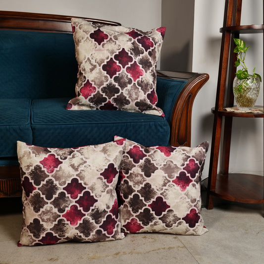 'Warm Moroccan' Printed Cotton Cushion Cover In Multi-Color (16 x 16 Inch)
