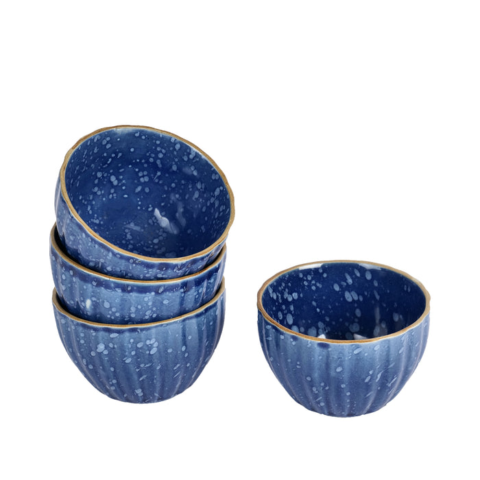 Artysta 'Sprinkled Ridges' Ceramic Studio Pottery Soup & Snack Serving Bowls (Set of 4) - artystagallery