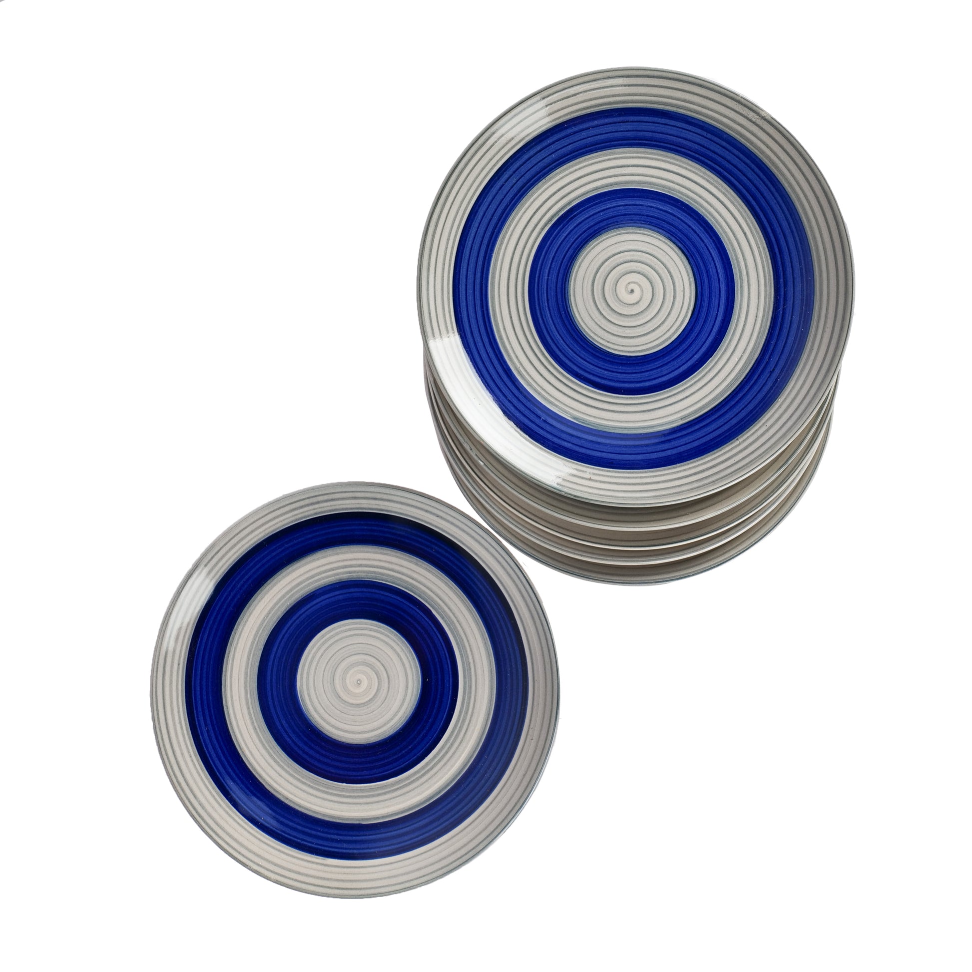'Whirlpool Dishes' Studio Pottery Ceramic Side & Quarter Plates 7 Inch