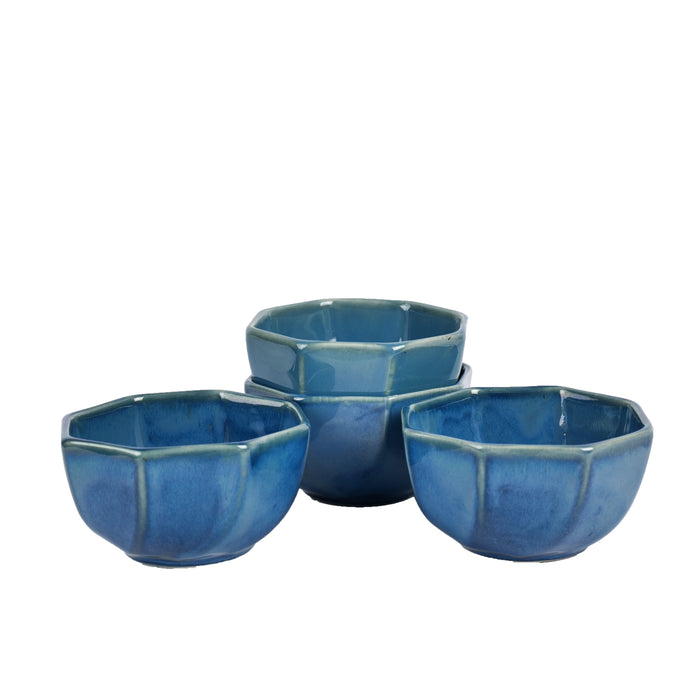 Artysta 'Octad Blue' Ceramic Studio Pottery Dining Bowls/Katoris (Set of 4) - artystagallery