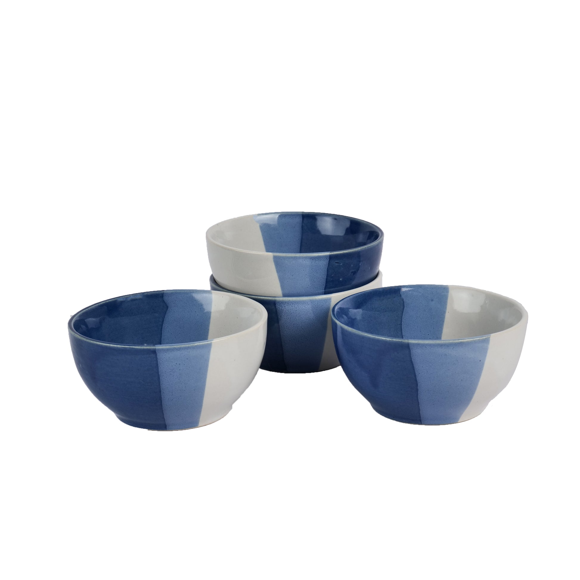 Artysta 'Treble Blue' Ceramic Studio Pottery Dining Bowls/ Katoris (Set of 4) - artystagallery