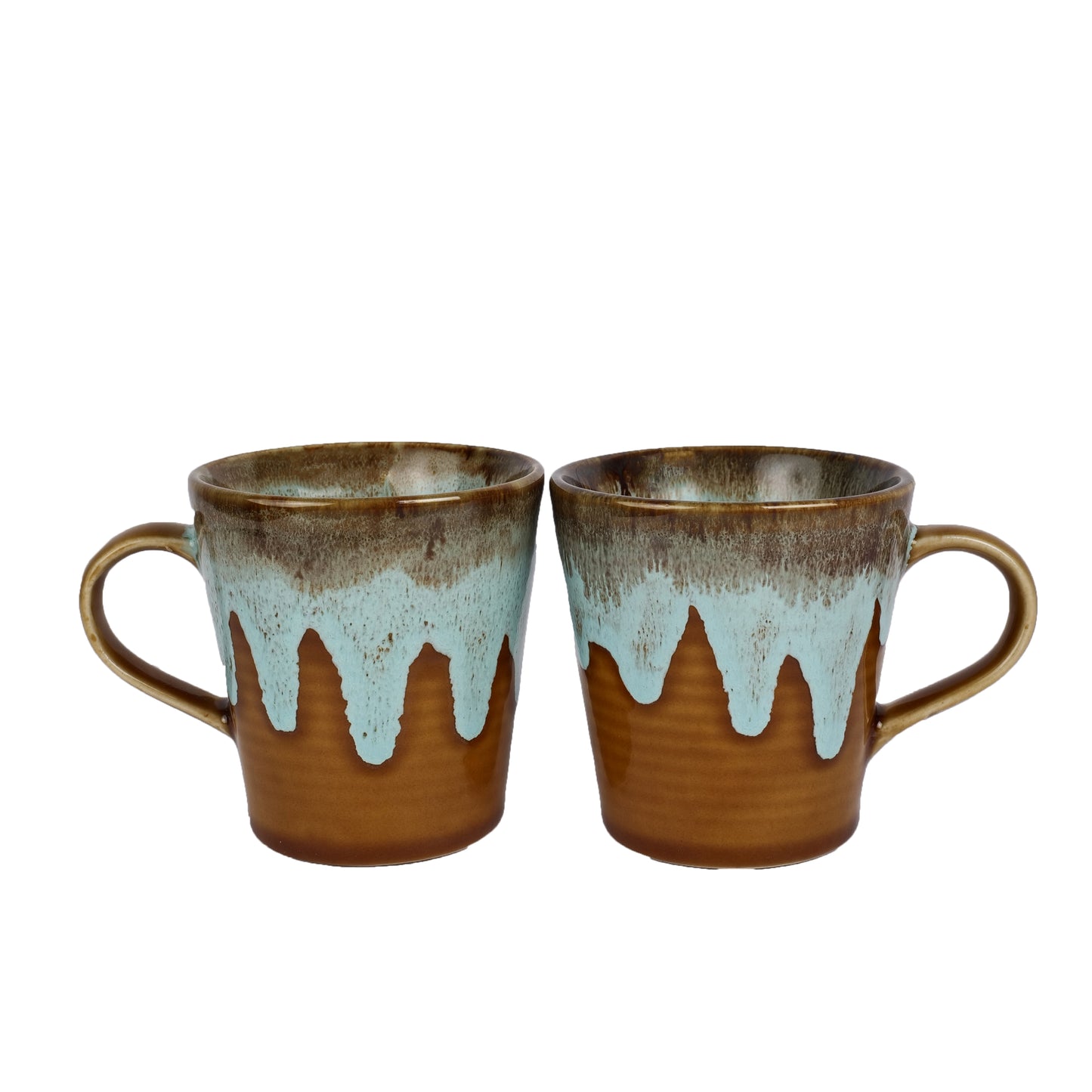 'Sienna Honey Drips' Ceramic Studio Pottery Milk & Coffee Mugs (Set of 2) - artystagallery
