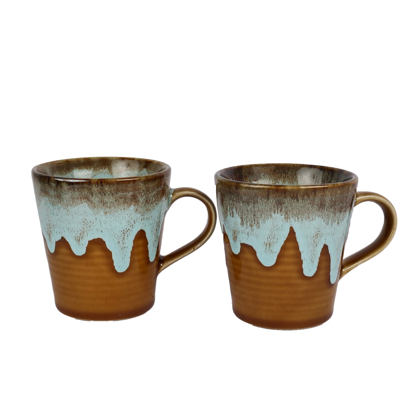 'Sienna Honey Drips' Ceramic Studio Pottery Milk & Coffee Mugs (Set of 2) - artystagallery