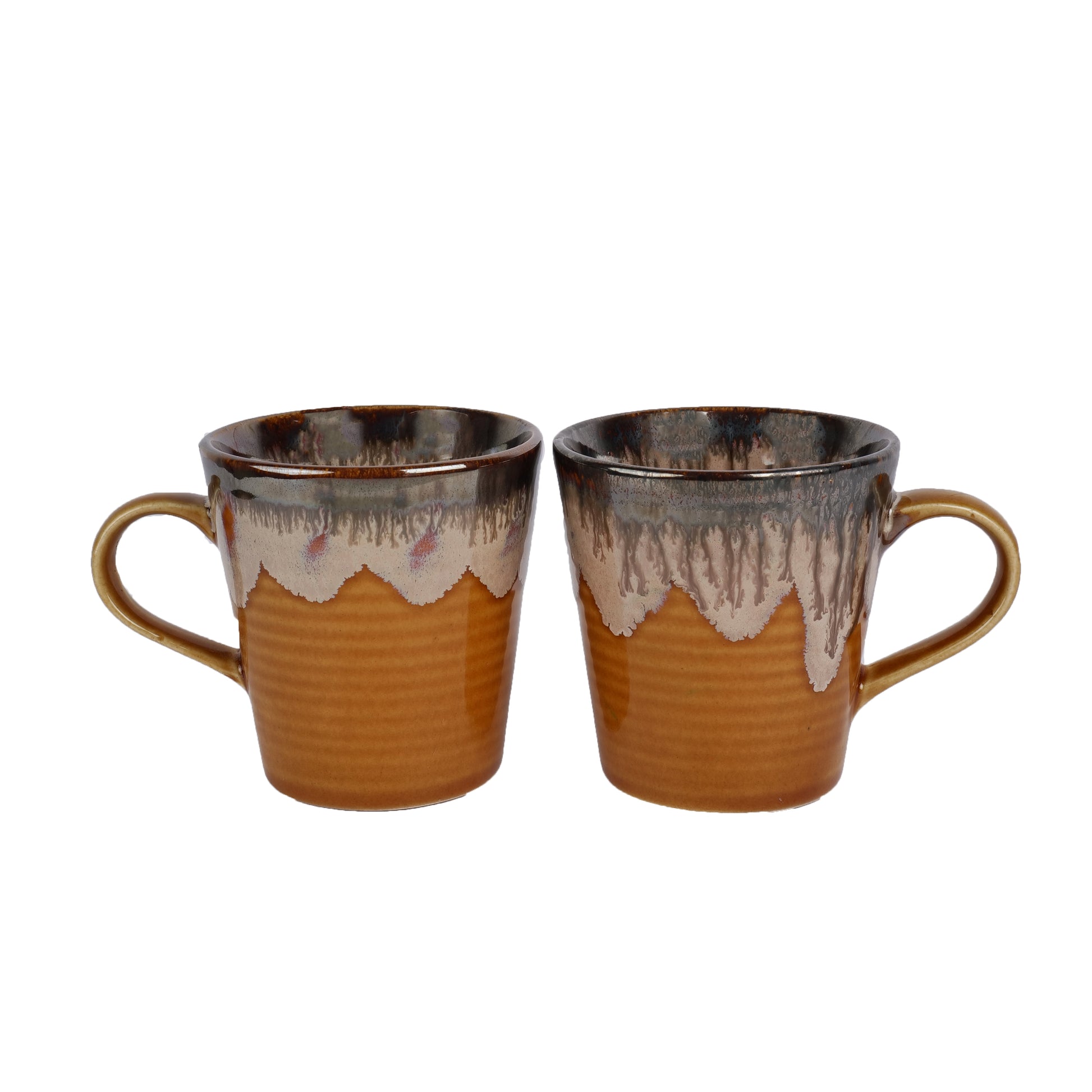 'Sienna Chocolate Drips' Ceramic Studio Pottery Milk & Coffee Mugs (Set of 2) - artystagallery