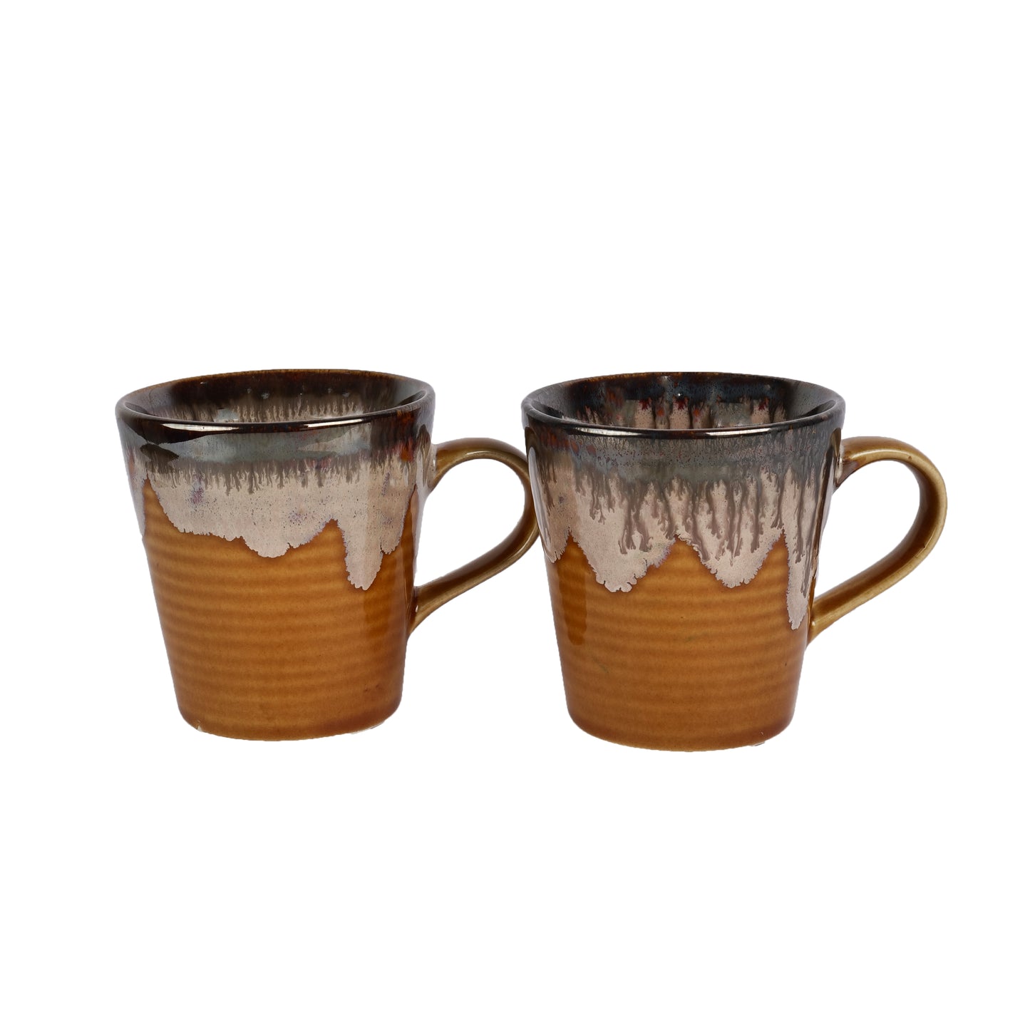 'Sienna Chocolate Drips' Ceramic Studio Pottery Milk & Coffee Mugs (Set of 2) - artystagallery