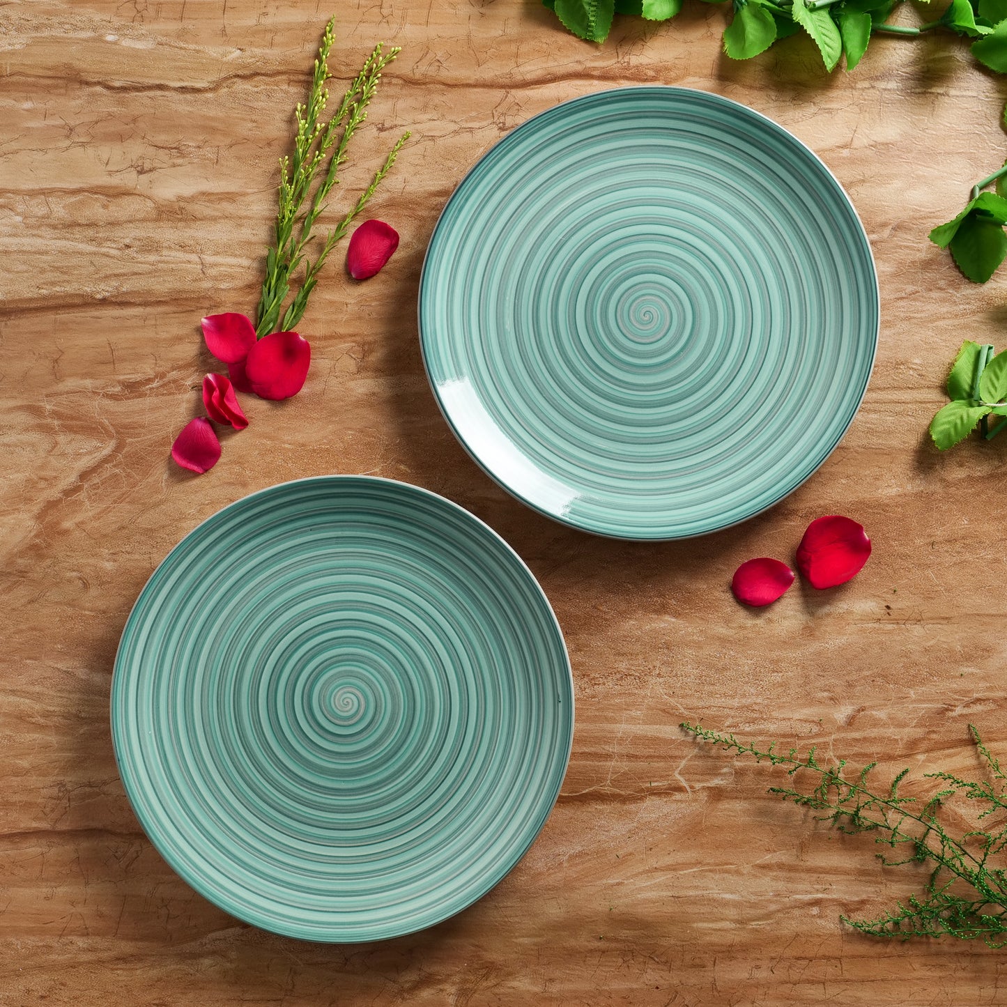 'Sea Swirls' Studio Pottery Ceramic Dinner Plates, 10 Inch