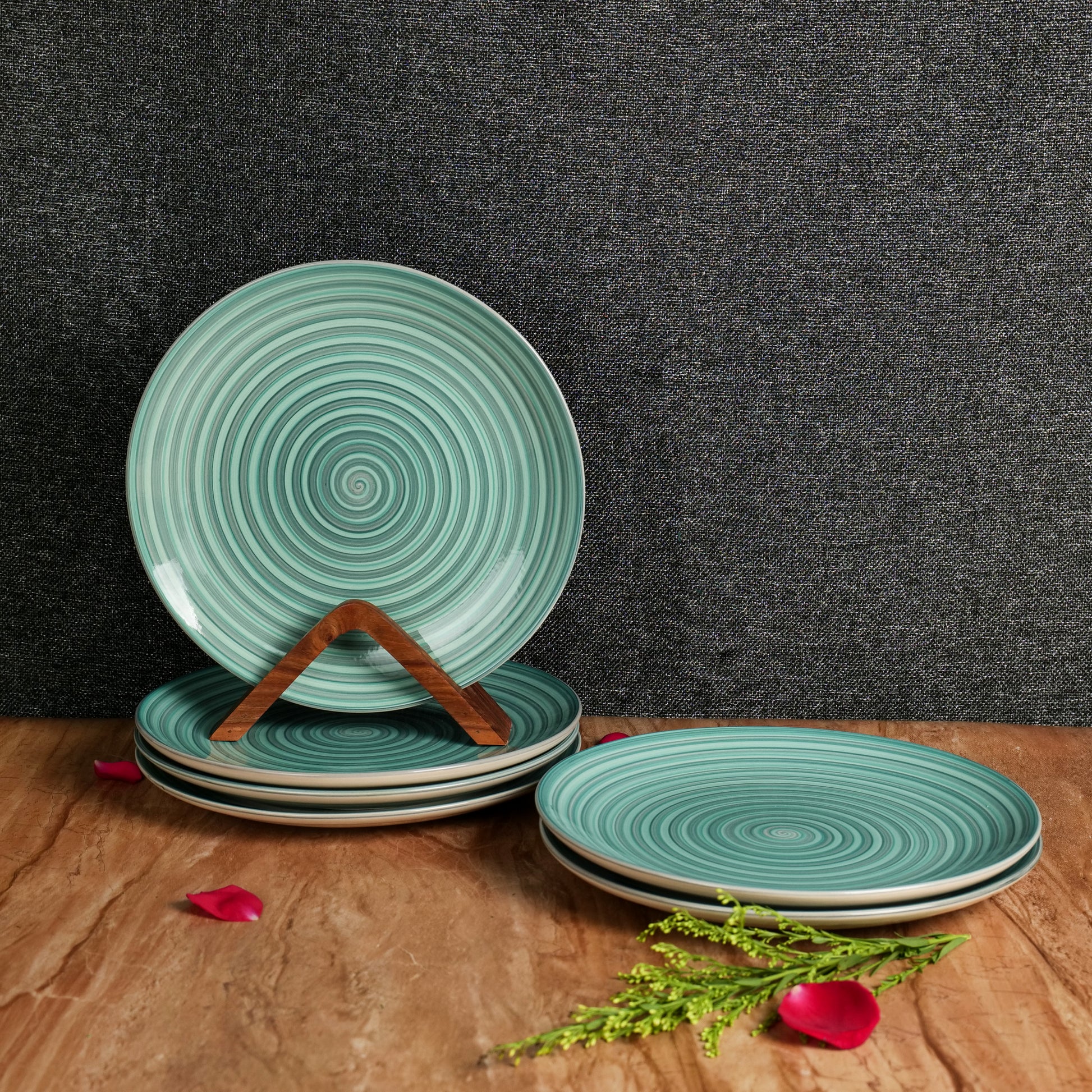 'Sea Swirls' Studio Pottery Ceramic Dinner Plates, 10 Inch