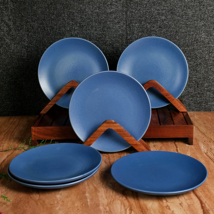 'Pastel Blue' Studio Pottery Ceramic Side & Quarter Plates, 7 Inch