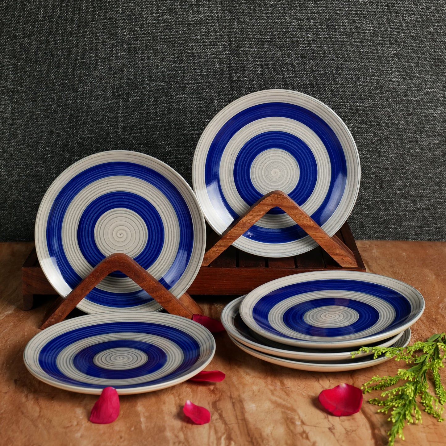 'Whirlpool Dishes' Studio Pottery Ceramic Side & Quarter Plates 7 Inch