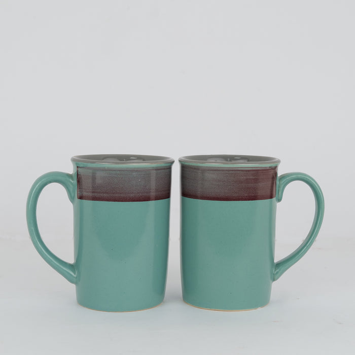 Blue Border Coffe Mug Set Of 2 - artystagallery