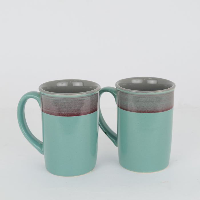 Blue Border Coffe Mug Set Of 2 - artystagallery