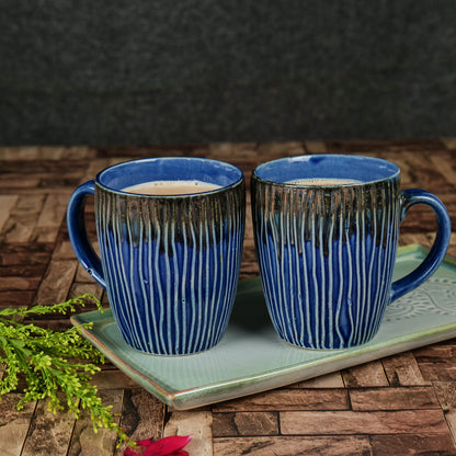 'Dripped Trails' Ceramic Studio Pottery Milk & Coffee Mugs (Set of 2) - artystagallery