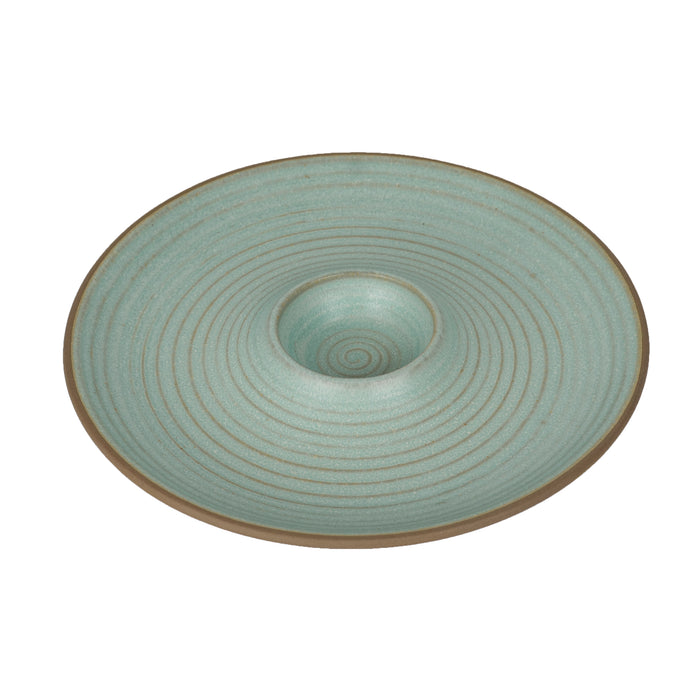 Artysta 'Spiral Chills' Ceramic Studio Pottery Chip-N-Dip Serving Platter - artystagallery