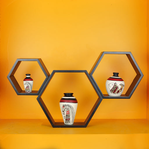 Hexagon MDF Decorative Wall Shelves, Set of 3 - artystagallery