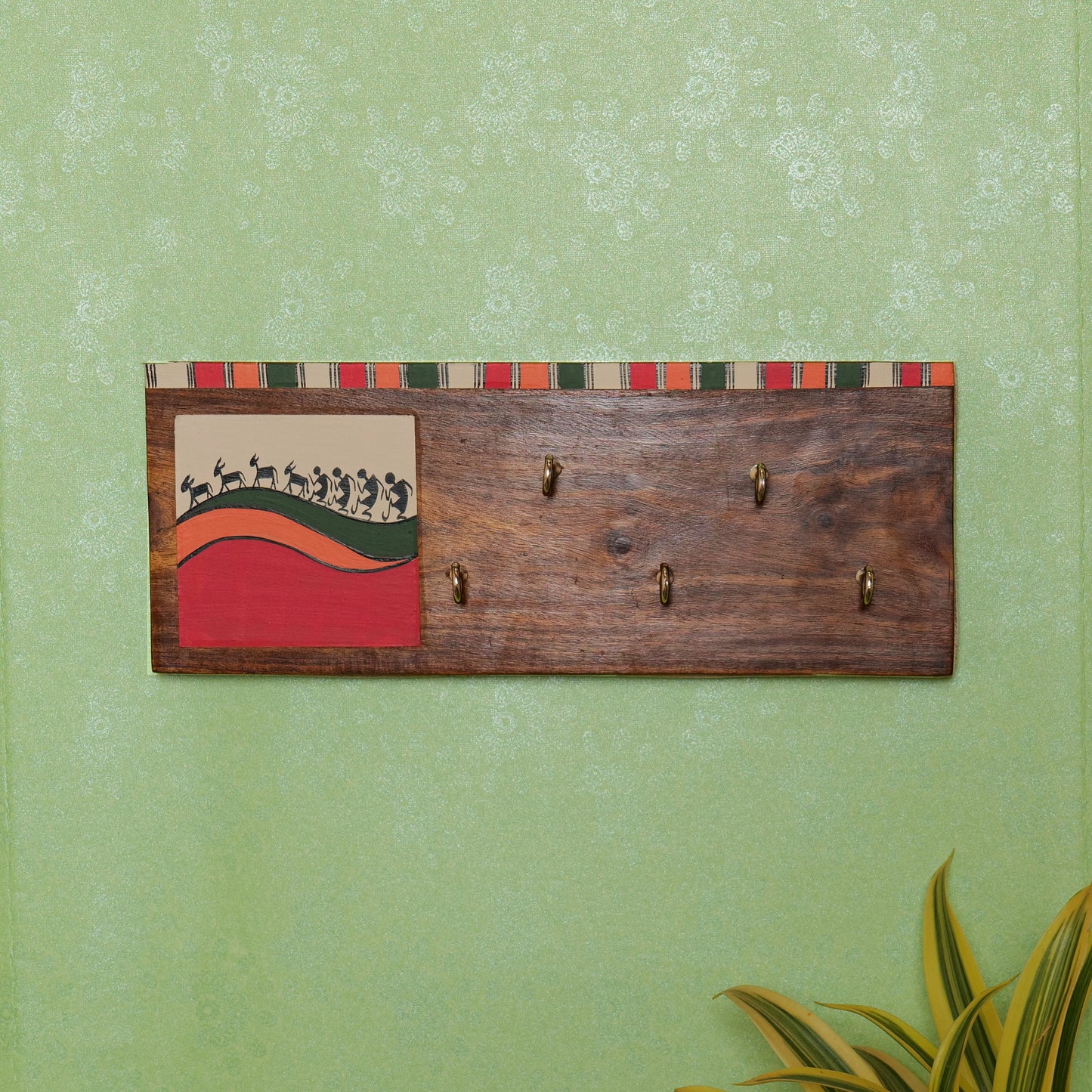 Handcrafted 'Warli' Wooden Key Holder