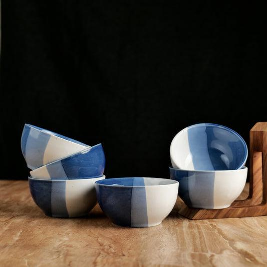'Treble Blue' Ceramic Veg Serving Bowl 220 ml