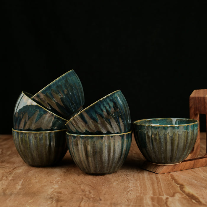 'Sacramento Ridges' Ceramic Dining Bowls, 300 ML