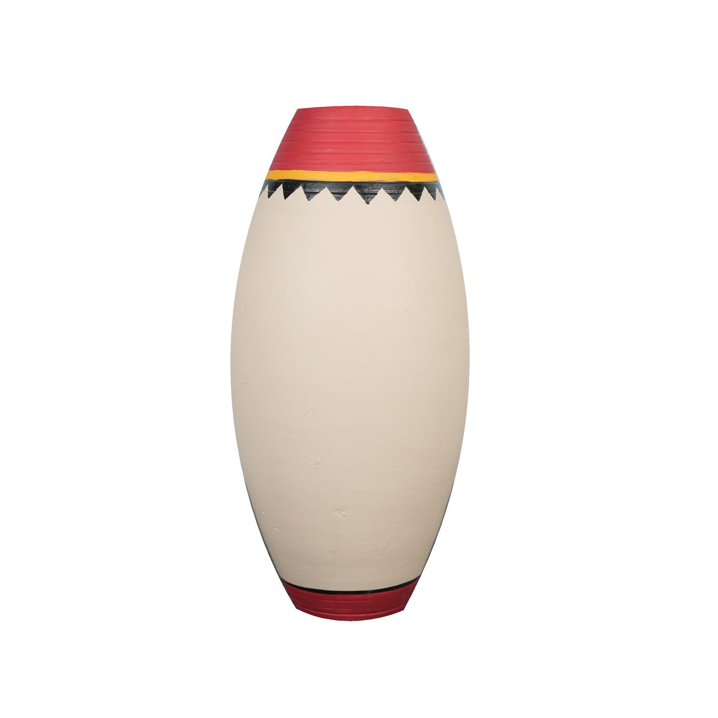 'Warli Jharokha' Beige Terracotta Big Decorative Vase, Single 9 Inch