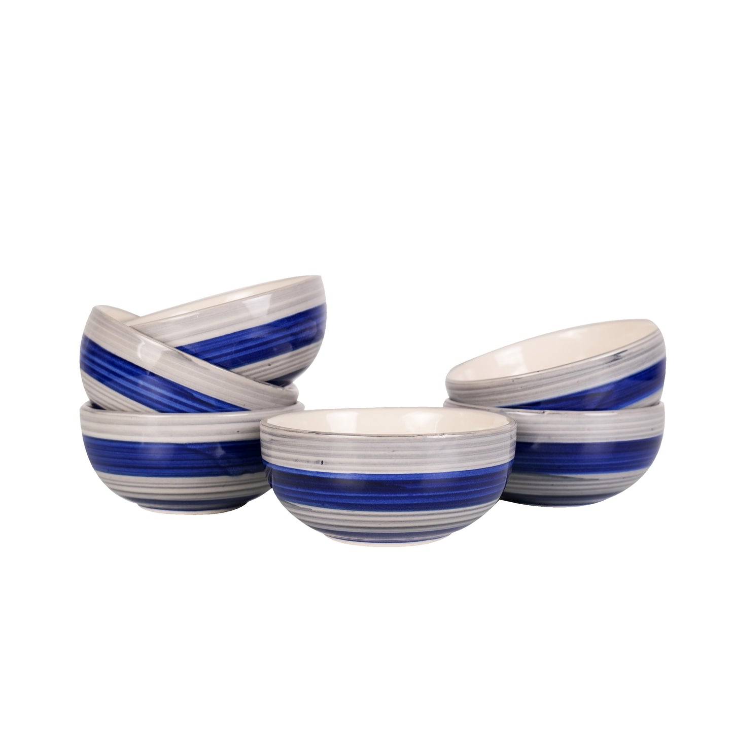 'Whirlpool Dishes' Ceramic Veg Bowl (Set of 6, 150 ML)