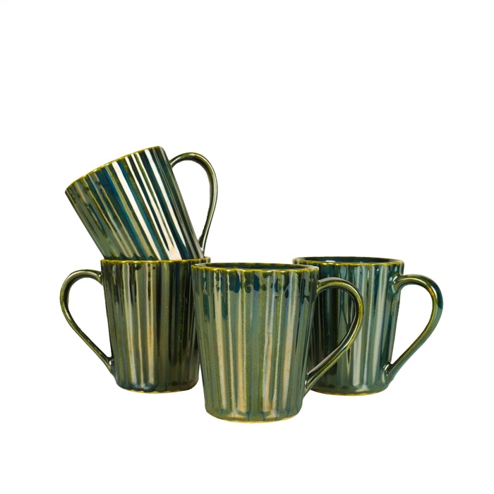 'Teal Ridges' Ceramic Milk & Coffee Mugs